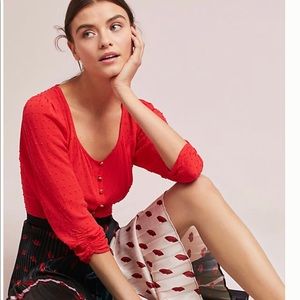 anthropologie maeve Charity Ruched Top Red Sz 4P